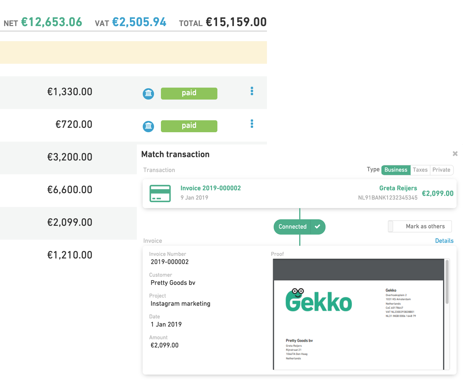 Tracking payments for customers